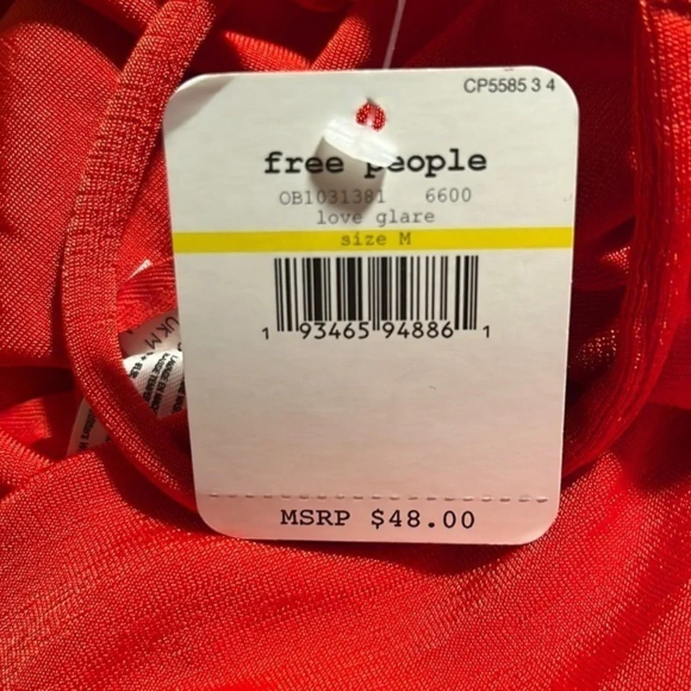NWT Free People Intimately Cowl in the Club Red‎ Thong Bodysuit Medium